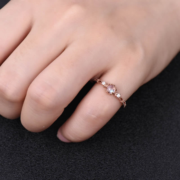 Bague de fiançailles à trois pierres de lune Olivenorma