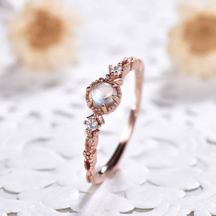 Bague de fiançailles à trois pierres de lune Olivenorma