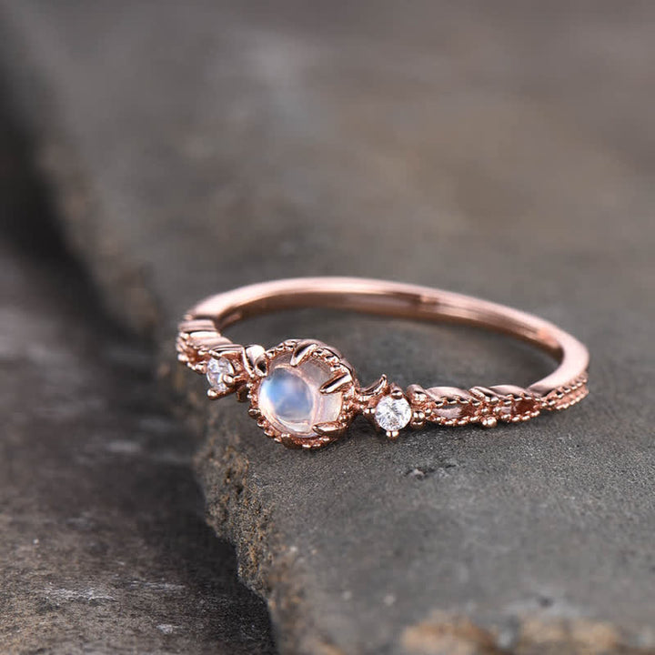 Bague de fiançailles à trois pierres de lune Olivenorma
