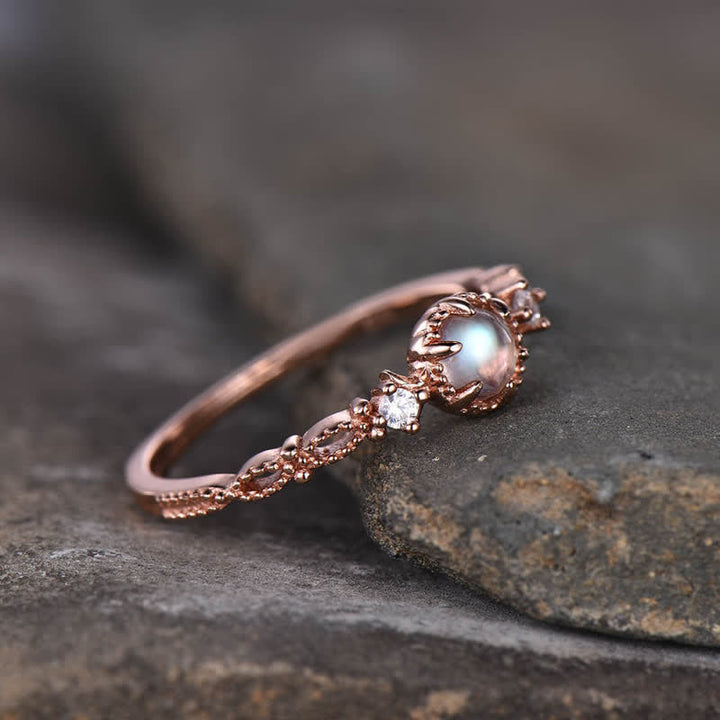 Bague de fiançailles à trois pierres de lune Olivenorma