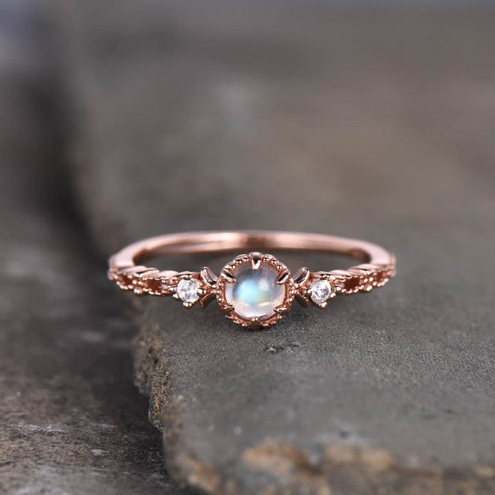 Bague de fiançailles à trois pierres de lune Olivenorma