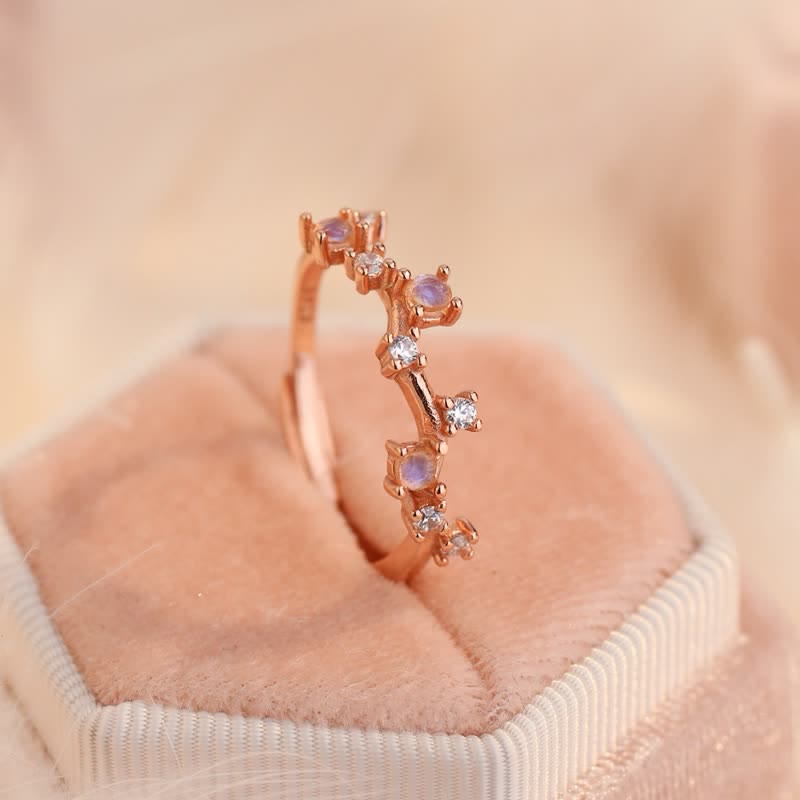 Bague de synthèse planétaire en pierre de lune naturelle Olivenorma