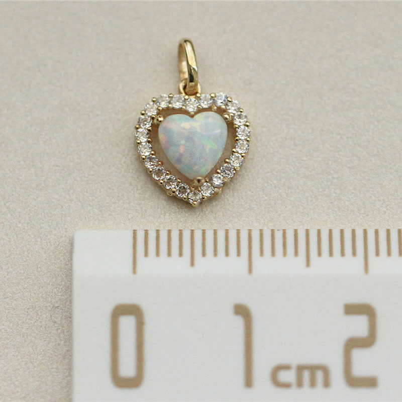 Collier pendentif coeur en zircon blanc opale Olivenorma