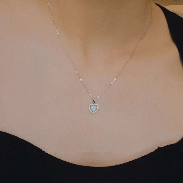 Collier pendentif coeur en zircon blanc opale Olivenorma - Argent - image 1