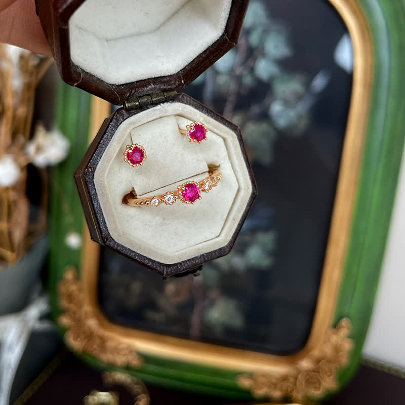 Collier et boucles d'oreilles en grenat délicat Olivenorma