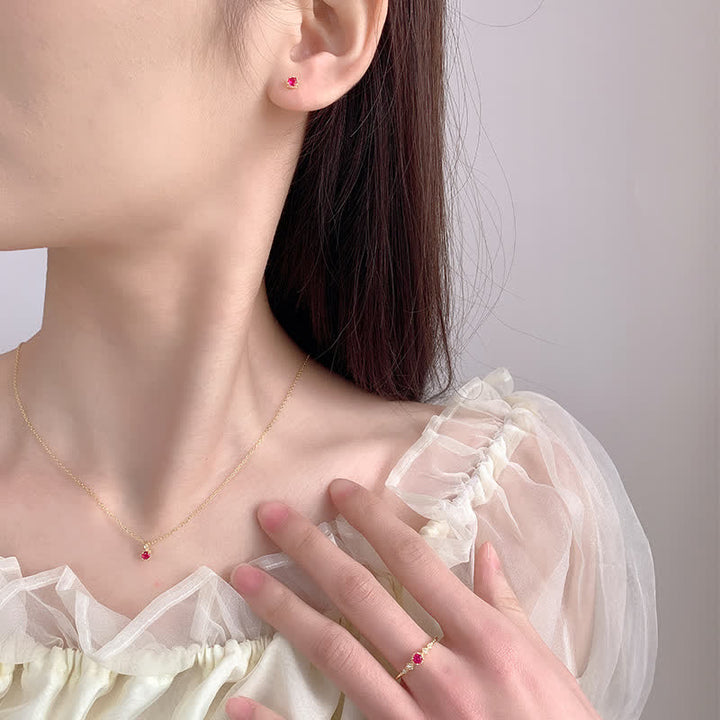 Collier et boucles d'oreilles en grenat délicat Olivenorma