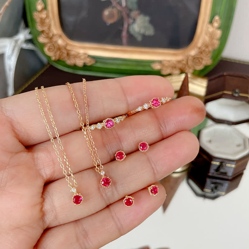 Collier et boucles d'oreilles en grenat délicat Olivenorma