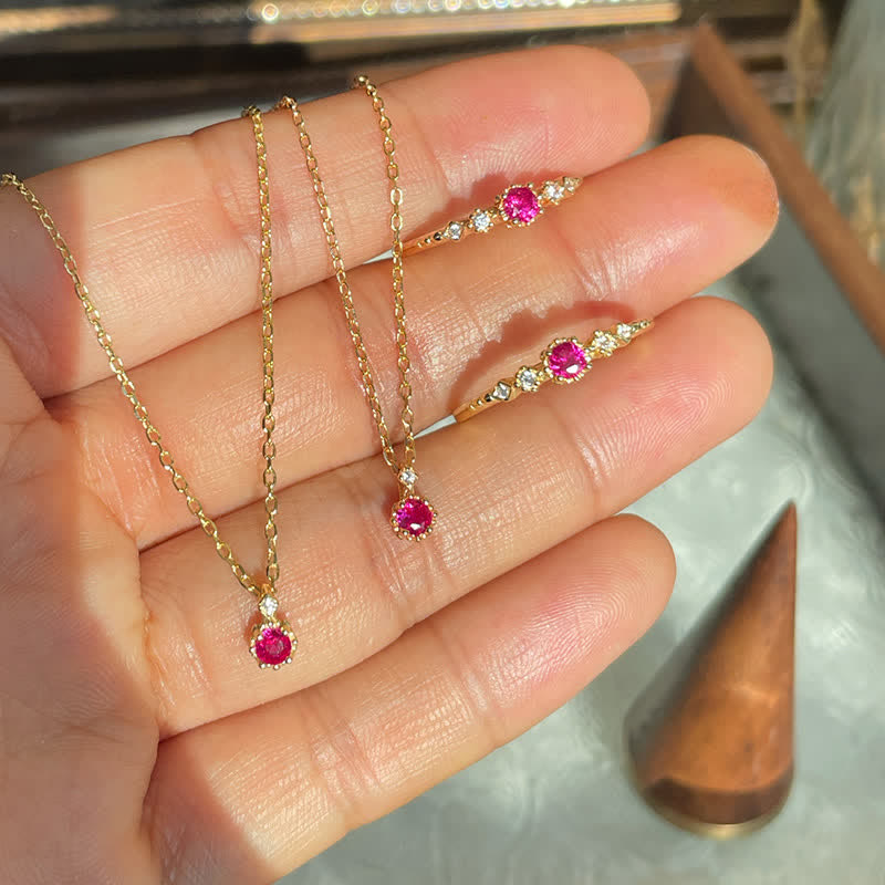 Collier et boucles d'oreilles en grenat délicat Olivenorma