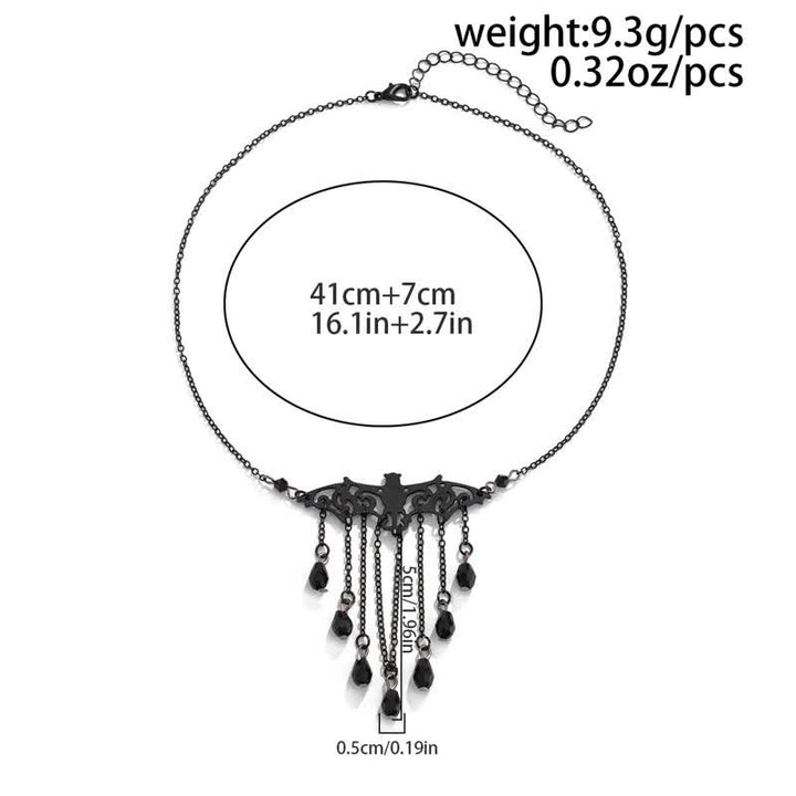 Ensemble de colliers avec pendentif chauve-souris gothique en obsidienne Olivenorma