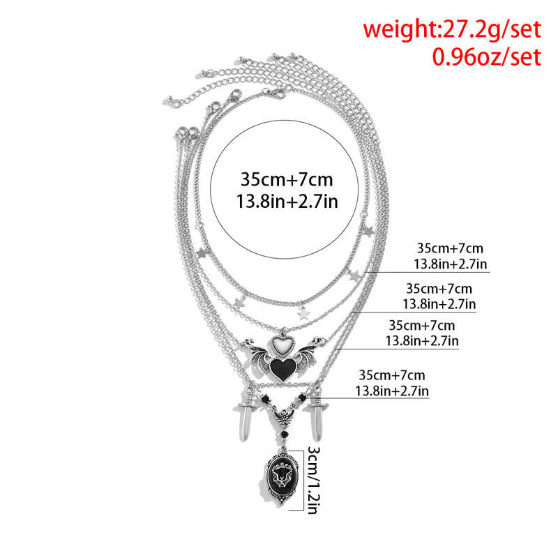 Ensemble de colliers avec pendentif chauve-souris gothique en obsidienne Olivenorma