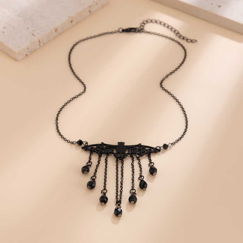 Ensemble de colliers avec pendentif chauve-souris gothique en obsidienne Olivenorma
