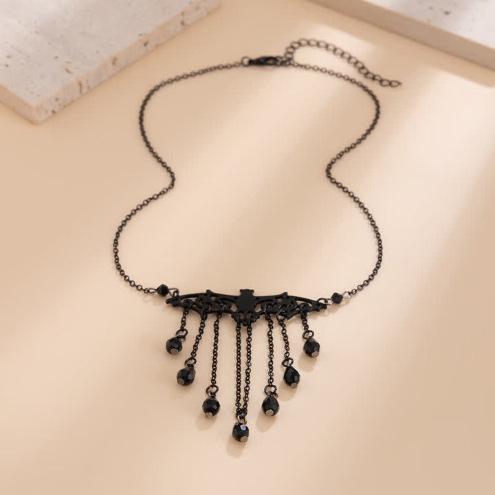 Ensemble de colliers avec pendentif chauve-souris gothique en obsidienne Olivenorma