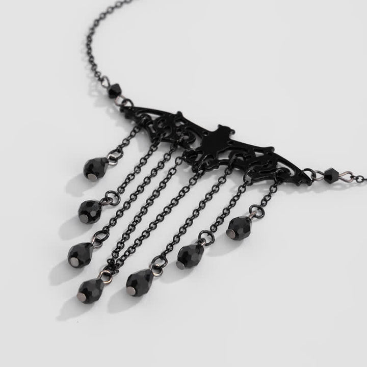 Ensemble de colliers avec pendentif chauve-souris gothique en obsidienne Olivenorma