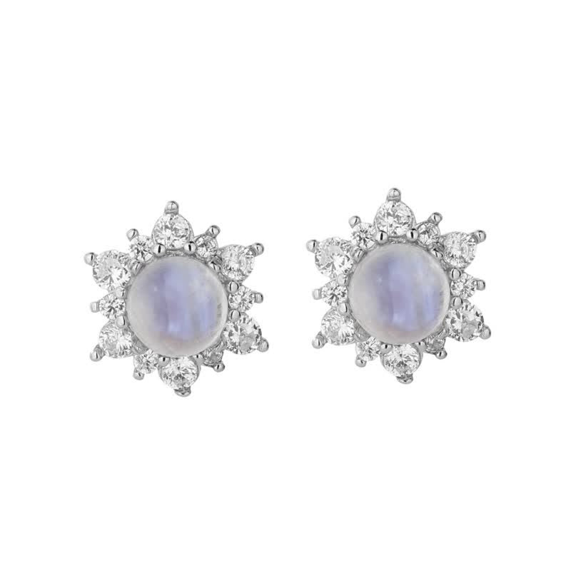 Boucles d'oreilles Olivenorma en argent 925 avec pierre de lune et zircon