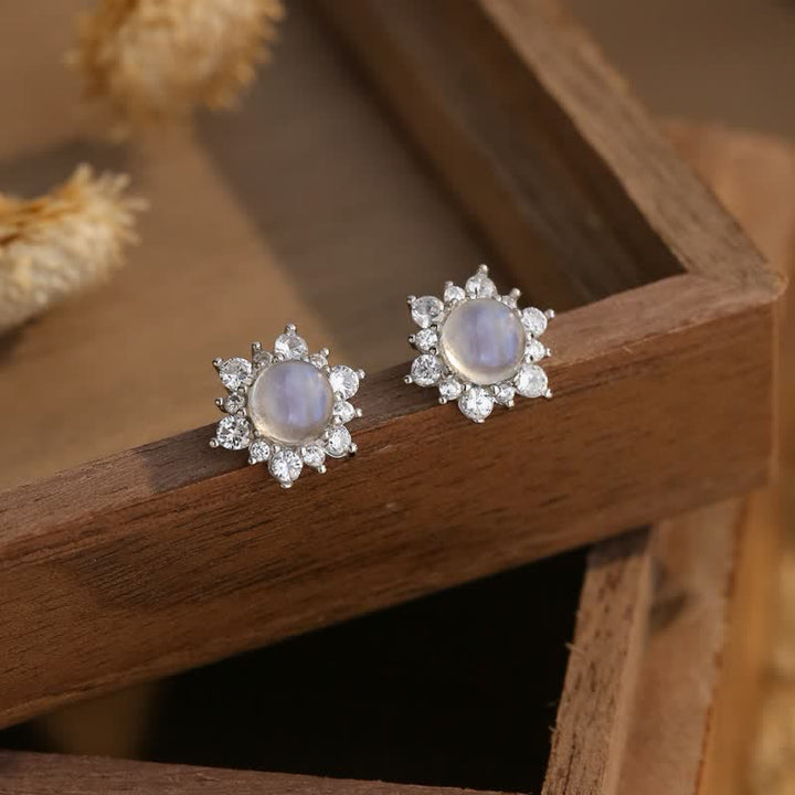 Boucles d'oreilles Olivenorma en argent 925 avec pierre de lune et zircon