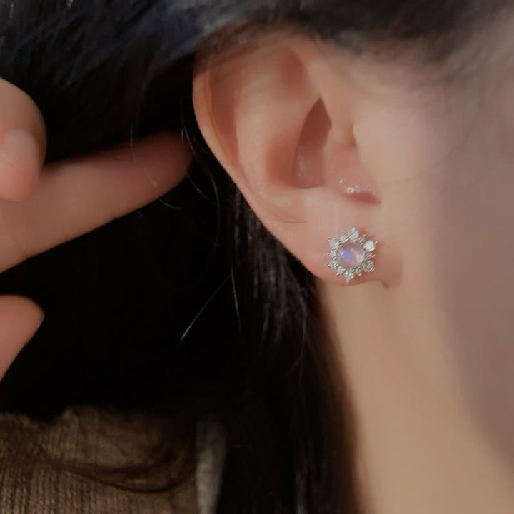 Boucles d'oreilles Olivenorma en argent 925 avec pierre de lune et zircon