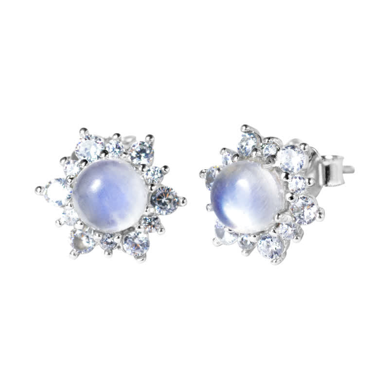 Boucles d'oreilles Olivenorma en argent 925 avec pierre de lune et zircon