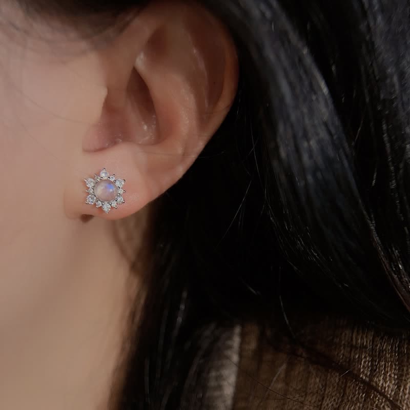 Boucles d'oreilles Olivenorma en argent 925 avec pierre de lune et zircon
