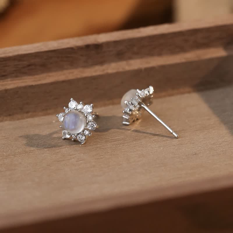 Boucles d'oreilles Olivenorma en argent 925 avec pierre de lune et zircon