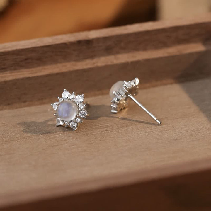 Boucles d'oreilles Olivenorma en argent 925 avec pierre de lune et zircon
