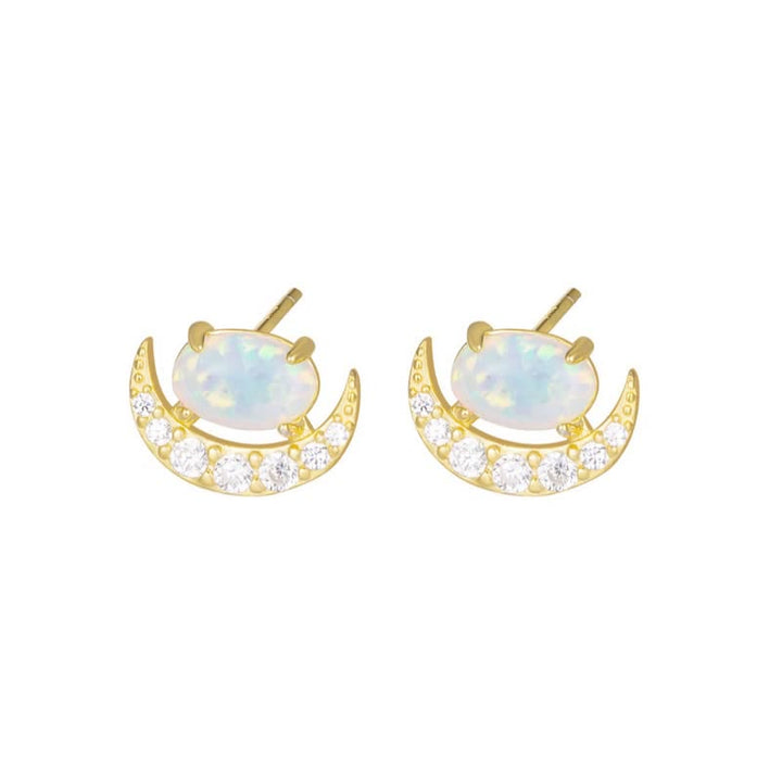 Boucles d'oreilles en argent 925 avec opale en forme de croissant Olivenorma