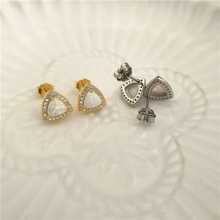 Boucles d'oreilles en argent 925 avec opale en forme de triangle Olivenorma