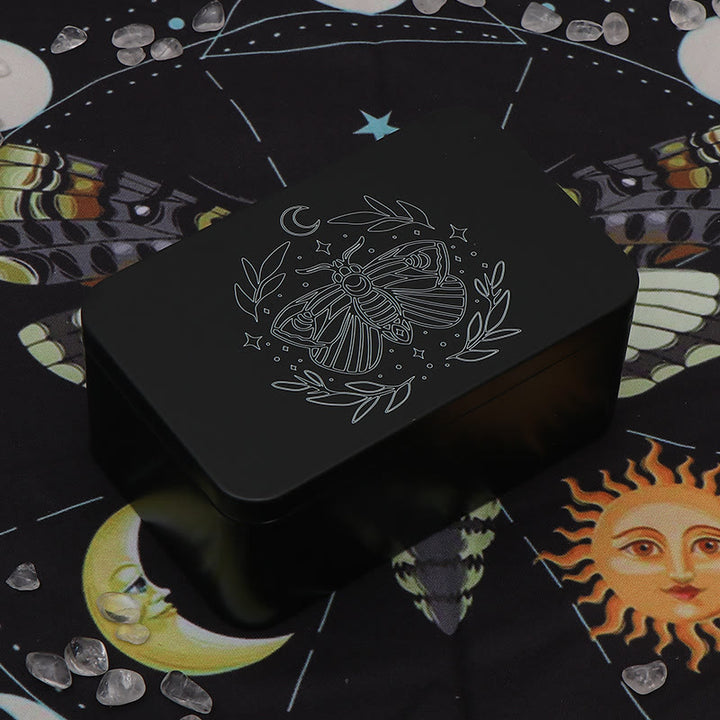 Boîte de rangement de cartes de tarot en métal Olivenorma Moth Boîte de divination