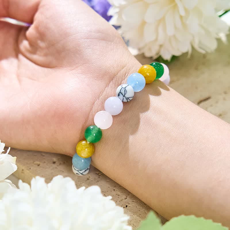 Bracelet en perles de pierre naturelle multicolore Olivenorma 8 mm 