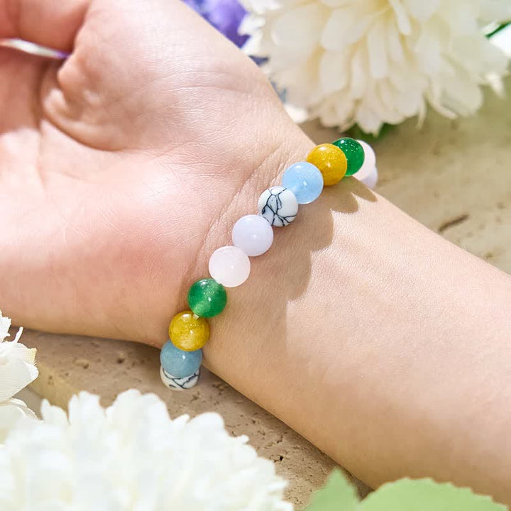 Bracelet en perles de pierre naturelle multicolore Olivenorma 8 mm 