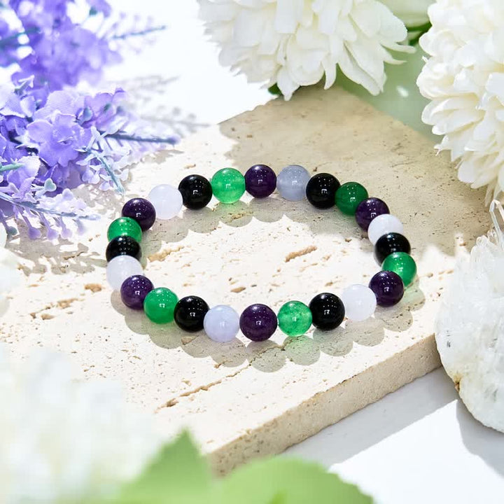 Bracelet Olivenorma en perles d'améthyste multicolores en pierre naturelle de 8 mm 