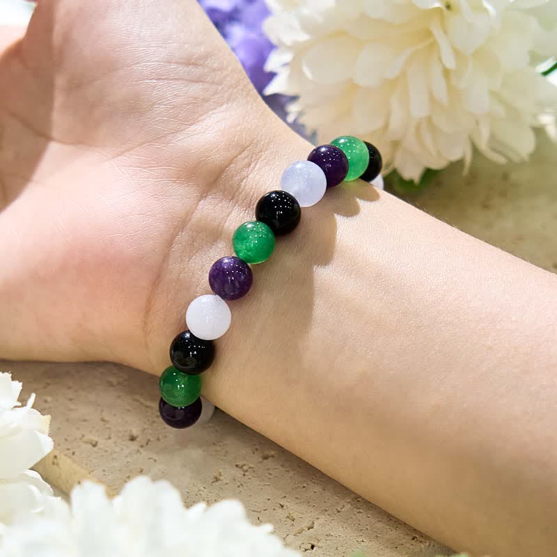 Bracelet Olivenorma en perles d'améthyste multicolores en pierre naturelle de 8 mm 