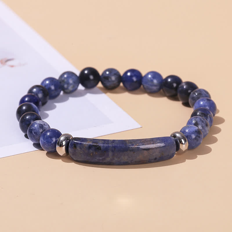 Bracelet long en perles de cristal et pierres naturelles Olivenorma - Sodalite - image 21