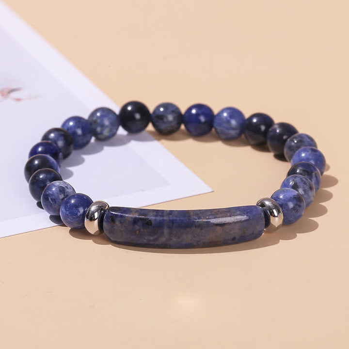 Bracelet long en perles de cristal et pierres naturelles Olivenorma - Sodalite - image 21
