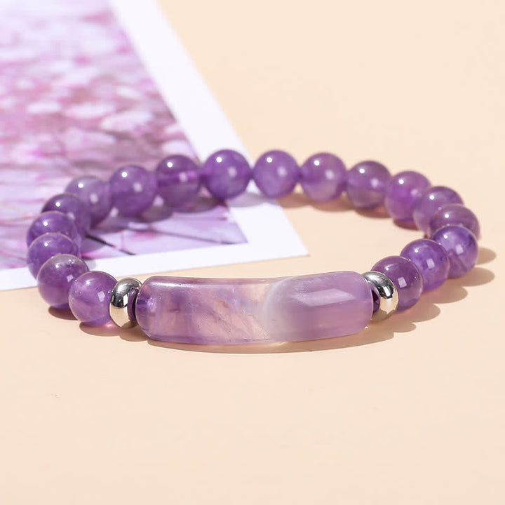 Bracelet long en perles de cristal et pierres naturelles Olivenorma - Améthyste - image 30