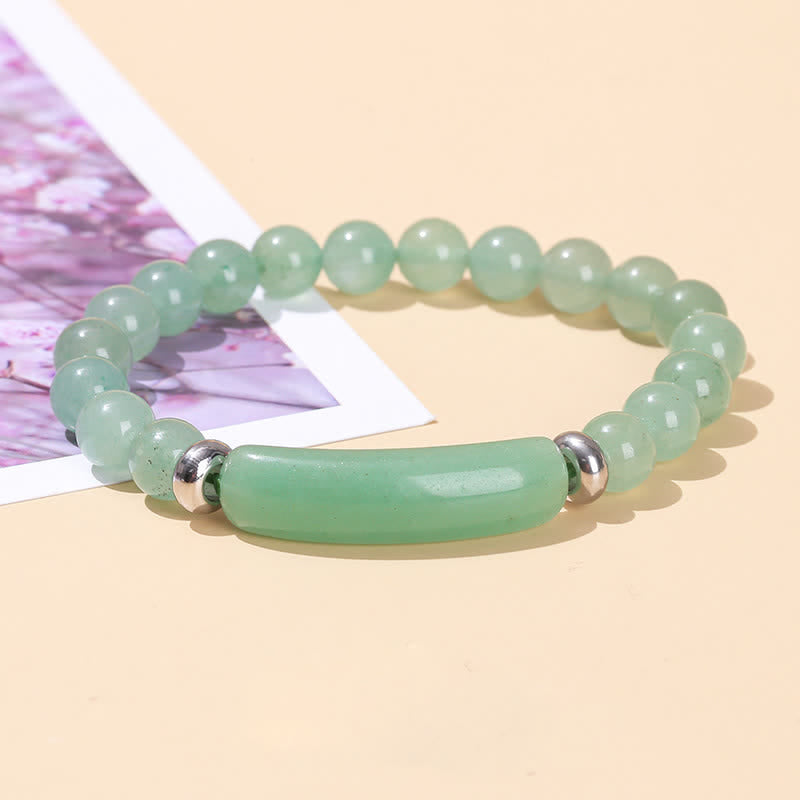 Bracelet long en perles de cristal et pierres naturelles Olivenorma - Aventurine verte - image 3