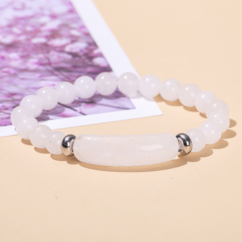 Bracelet long en perles de cristal et pierres naturelles Olivenorma - Jade blanc - image 23