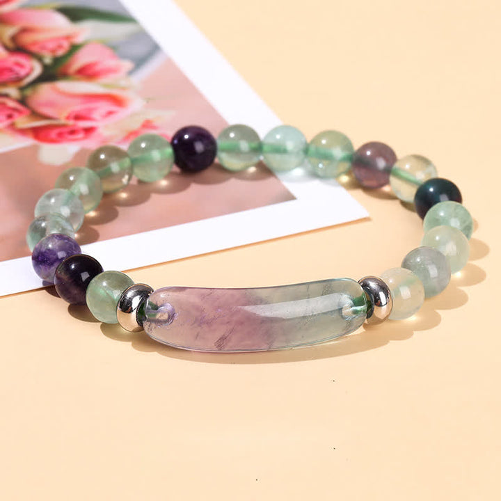 Bracelet long en perles de cristal et pierres naturelles Olivenorma