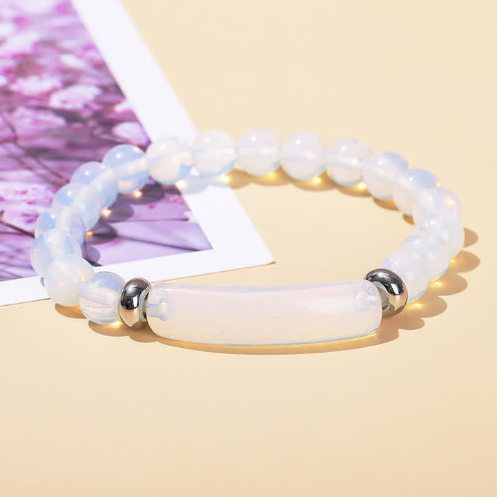 Bracelet long en perles de cristal et pierres naturelles Olivenorma - Opalite - image 25