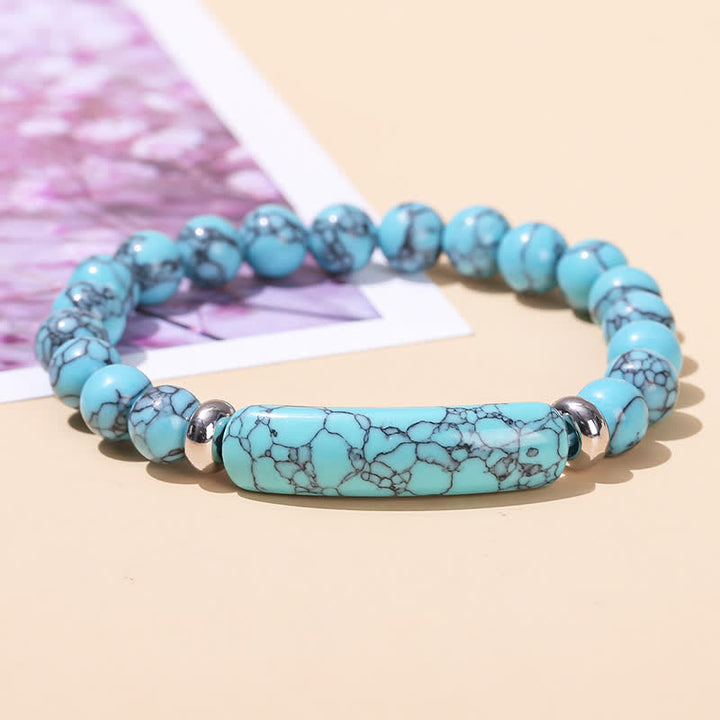 Bracelet long en perles de cristal et pierres naturelles Olivenorma - Turquoise - image 34