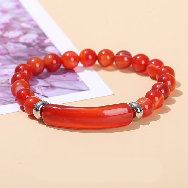 Bracelet long en perles de cristal et pierres naturelles Olivenorma - Cornaline - image 40