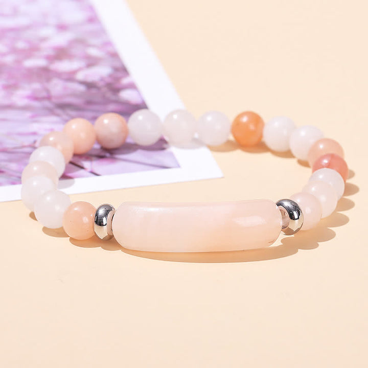 Bracelet long en perles de cristal et pierres naturelles Olivenorma - Aventurine rose - image 27
