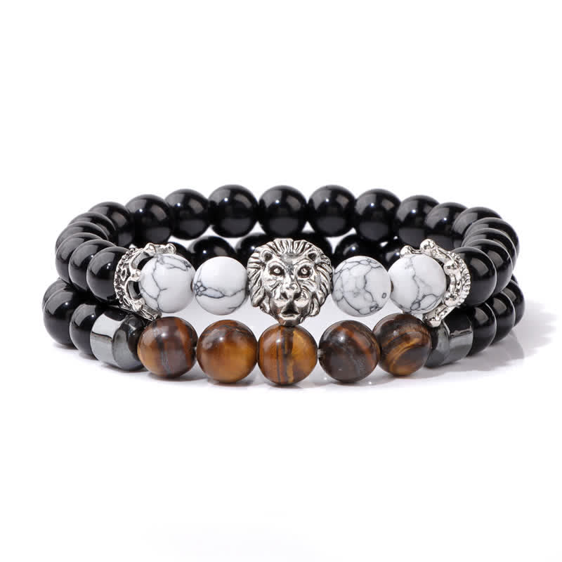 Bracelet de perles en pierre d'obsidienne et œil de tigre Olivenorma