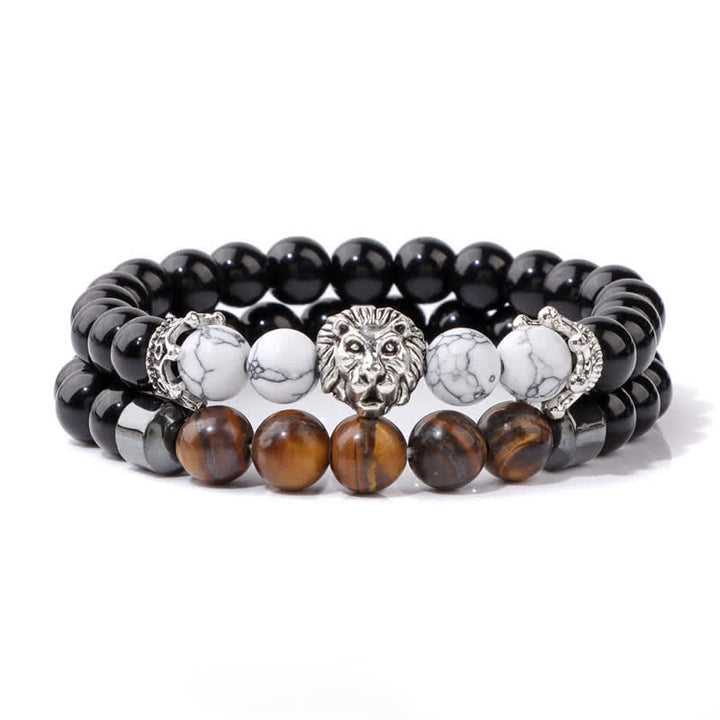 Bracelet de perles en pierre d'obsidienne et œil de tigre Olivenorma