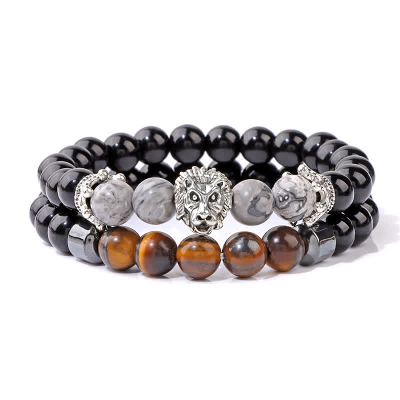Bracelet de perles en pierre d'obsidienne et œil de tigre Olivenorma