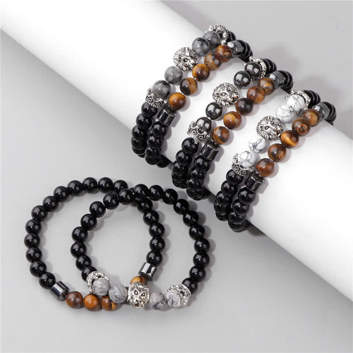 Bracelet de perles en pierre d'obsidienne et œil de tigre Olivenorma
