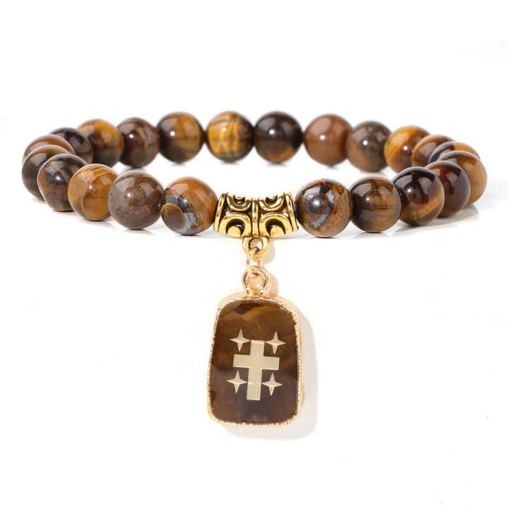 Bracelet pendentif imprimé en perles de pierre naturelle Olivenorma