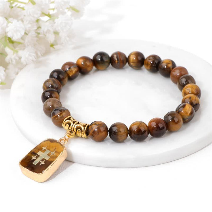 Bracelet pendentif imprimé en perles de pierre naturelle Olivenorma