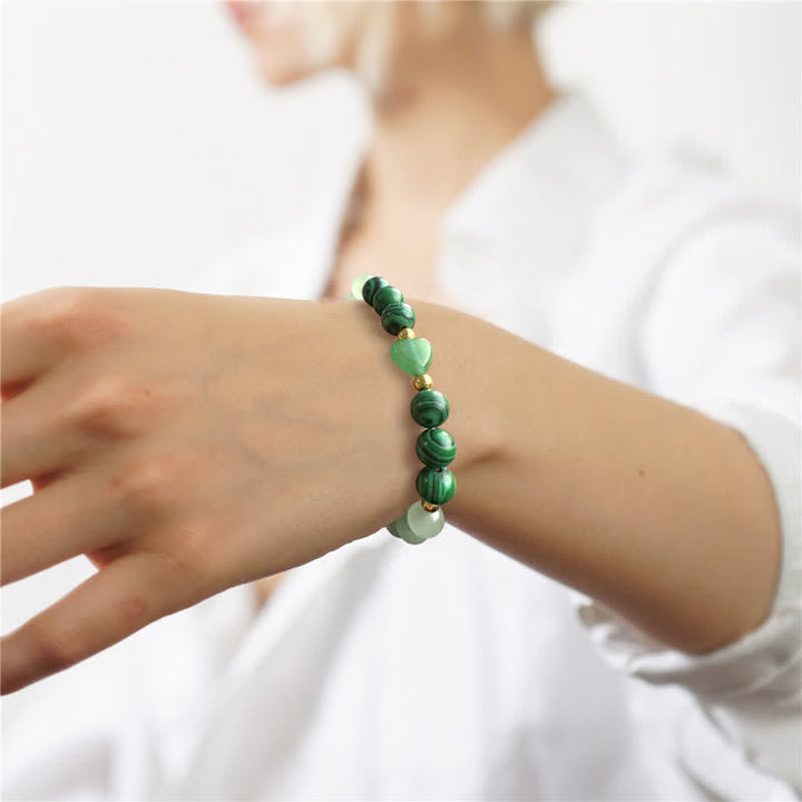 Bracelet en perles de cœur en pierre naturelle Olivenorma