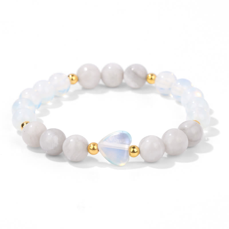 Bracelet en perles de cœur en pierre naturelle Olivenorma