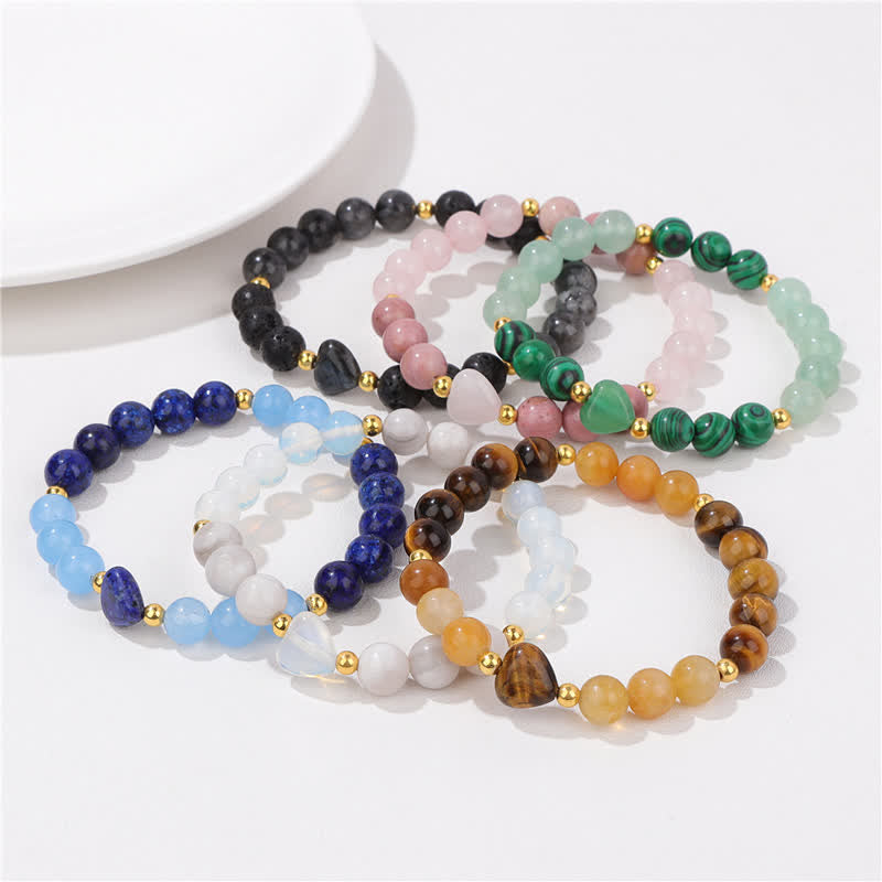 Bracelet en perles de cœur en pierre naturelle Olivenorma